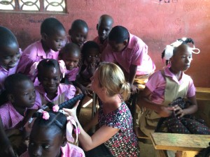 Hope Proctor sharing a video with the children