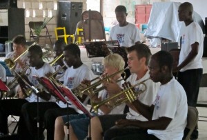 Alec Goodrich, Reid Kellogg and Fanfare performing at final concert