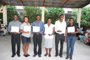 Jean Edrige Cadet, Marie Antoine Joseph, Wisly Demeran, Kettelie Petit-Loute, Odverne Charles and Wednise Beaubrun, leaders of the workshop.