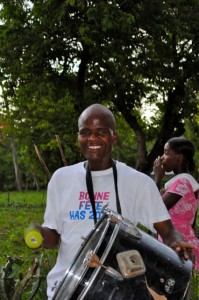 Musician with bass drum