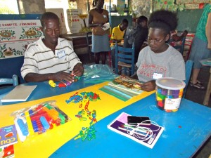 Familiarizing themselves with early education materials