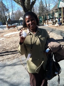 Kettelie Petit Loute at Essex Elementary School investigating snow!